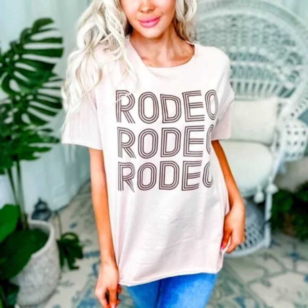 Saints and Hearts Rodeo Graphic Tee - Light Pink